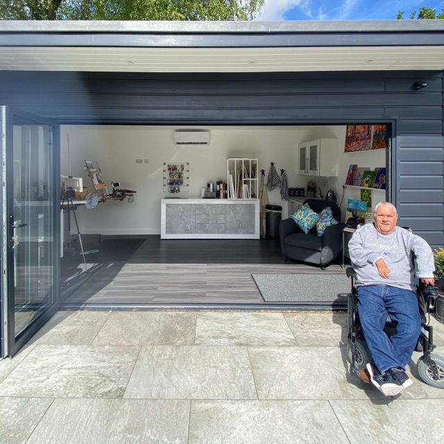 Rob Trent outside his art studio.